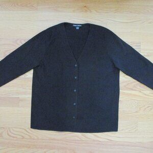 DESIGNERS ORIGINALS WOMEN'S SIZE L SWEATER BLACK V NECK CARDIGAN LONG SLEEVE